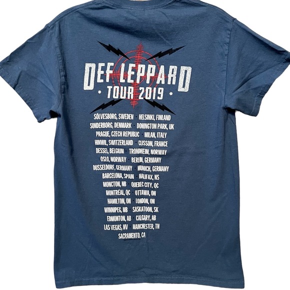 Def Leppard TShirt Adult Small Blue Rock Brigade Tour 2019 Music Concert Groupie - Picture 7 of 10